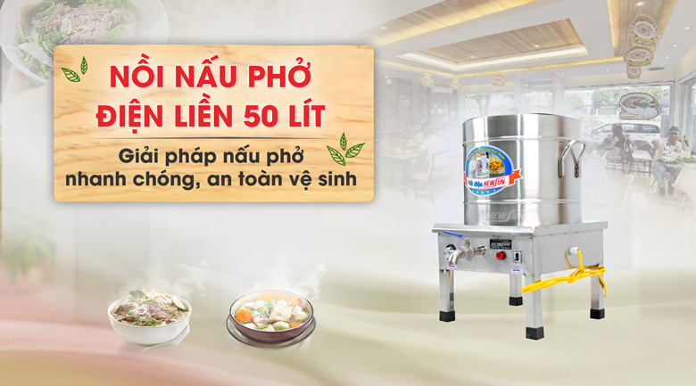Nồi nấu phở điện liền 50 lít NEWSUN Nồi nấu phở điện liền 50 lít NEWSUN
