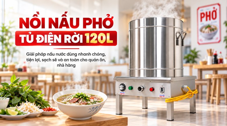 Nồi nấu phở Việt Nam 120 lít (điện liền)