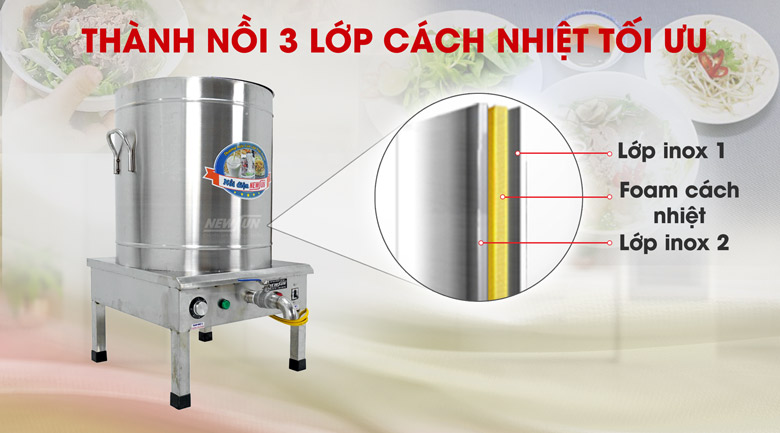 Thành nồi thiết kế 3 lớp cách nhiệt tốt Thành nồi thiết kế 3 lớp cách nhiệt tốt
