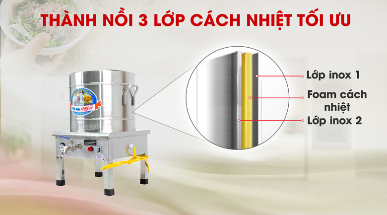Thành nồi thiết kế 3 lớp tối ưu Thành nồi thiết kế 3 lớp tối ưu