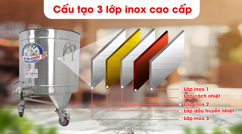 Thiết kế thành nồi dày dặn, cách nhiệt tốt Thiết kế thành nồi dày dặn, cách nhiệt tốt