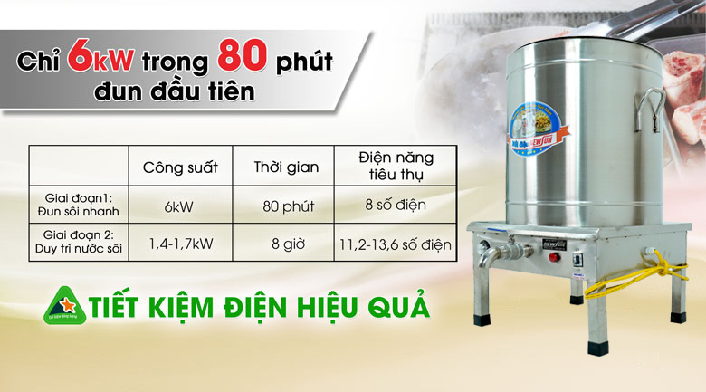 Nồi nấu phở bằng điện 120 lít tiết kiệm điện Nồi nấu phở bằng điện 120 lít tiết kiệm điện