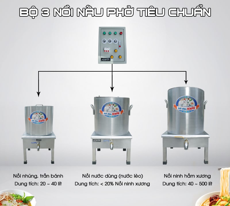Bộ 3 nồi nấu phở tiêu chuẩn