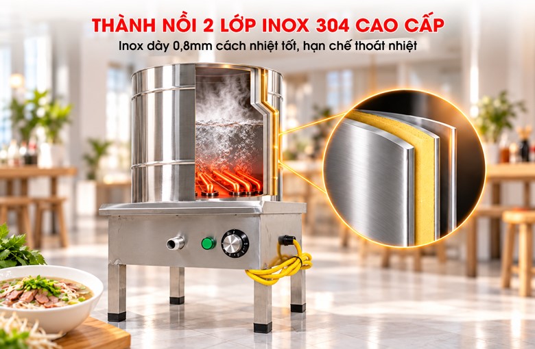 Giữ nhiệt tốt nhờ thành nồi có lớp bảo ôn cách nhiệt