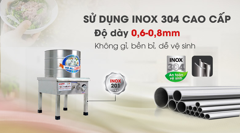 Chất liệu inox cao cấp, bền bỉ Chất liệu inox cao cấp, bền bỉ
