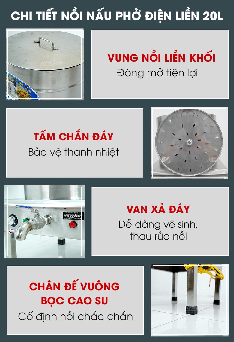 Các chi tiết nồi nấu phở điện 20 lít Các chi tiết nồi nấu phở điện 20 lít