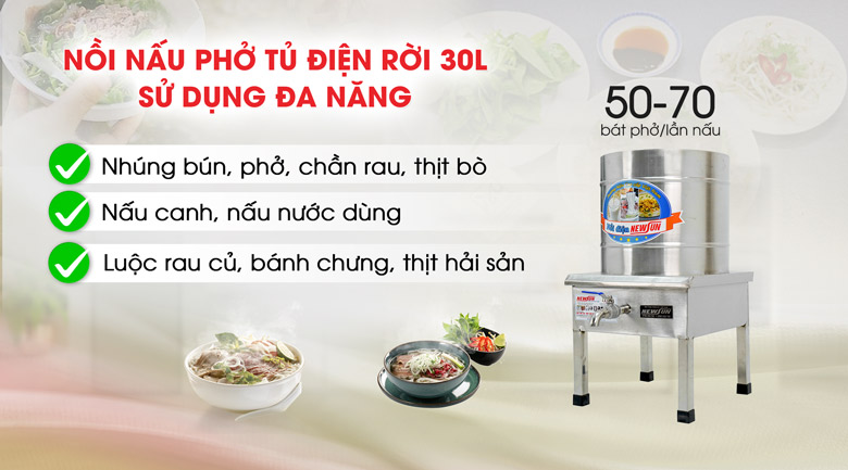 Ứng dụng của nồi phở điện rời 30 lít Ứng dụng của nồi phở điện rời 30 lít