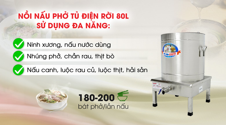 Ứng dụng của nồi phở điện rời 80 lít Ứng dụng của nồi phở điện rời 80 lít