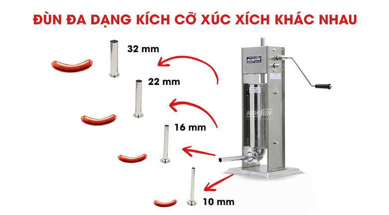 Đùn nhiều kích cỡ xúc xích khác nhau