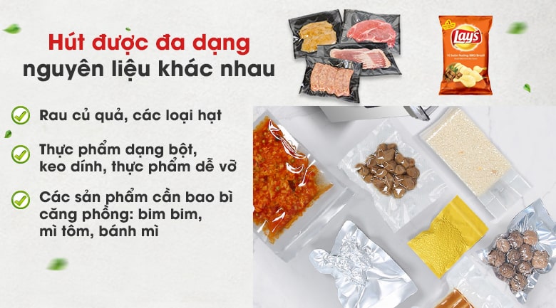 Hút đa dạng các loại nguyên liệu khác nhau Hút đa dạng các loại nguyên liệu khác nhau