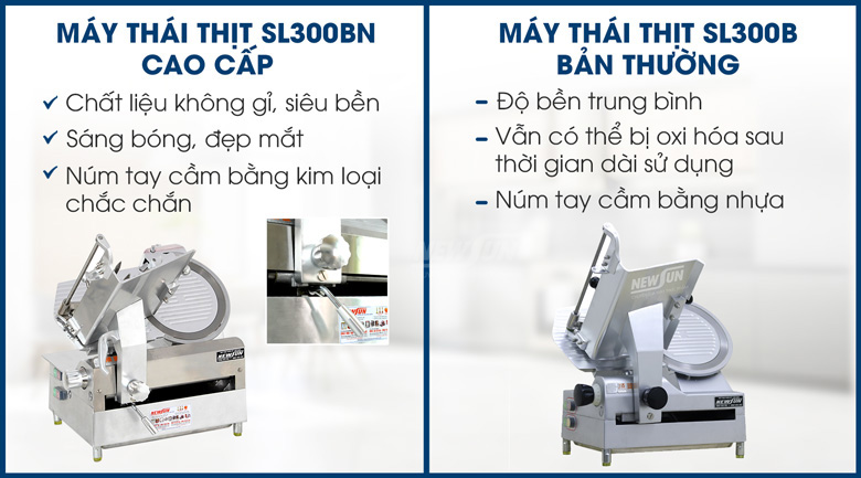 So sánh máy thái thịt SL300BN cao cấp và máy SL300B bản thường