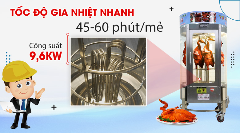 Thanh nhiệt công suất cao, quay chín gà vịt nhanh chóng
