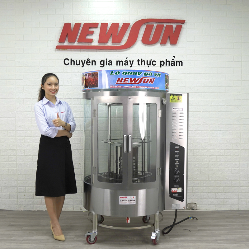 Thực tế ảnh lò quay gà vịt dùng điện 850 NEWSUN