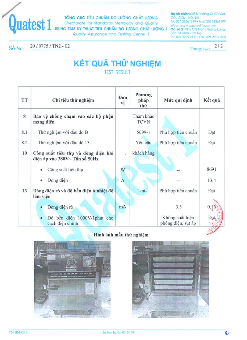 Tổng Cục Tiêu Chuẩn Đo Lường Chất Lượng Việt Nam chứng nhận