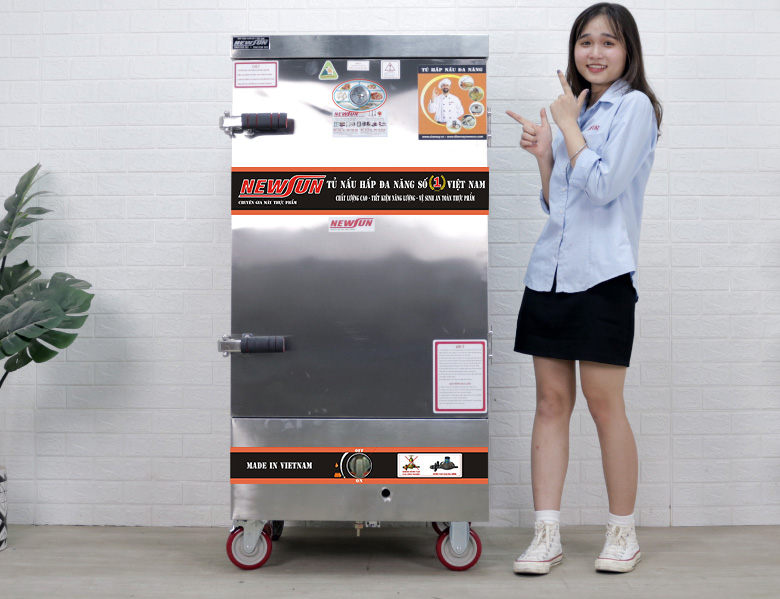 Hình ảnh thực tế tủ nấu cơm 10 khay dùng gas Việt Nam