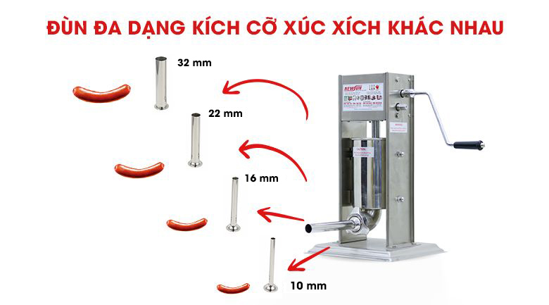 Đùn nhiều kích cỡ xúc xích khác nhau