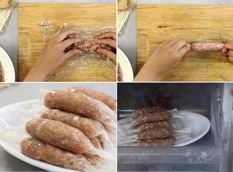 Gói và định hình nem với màng bọc thực phẩm Gói và định hình nem với màng bọc thực phẩm