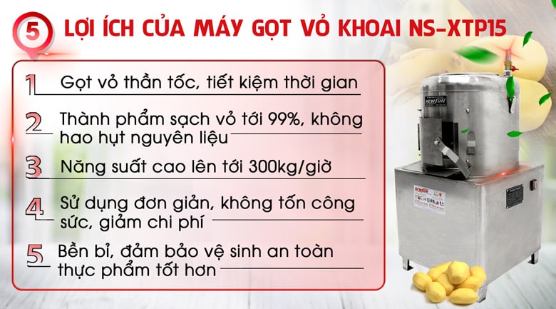 Những tính năng nổi bật chỉ có ở máy cạo vỏ khoai tây XTP15