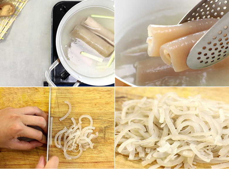 Luộc và thái mỏng da heo Luộc và thái mỏng da heo