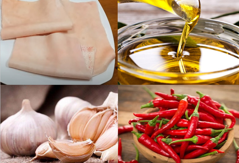 Nguyên liệu làm da heo chiên tỏi ớt