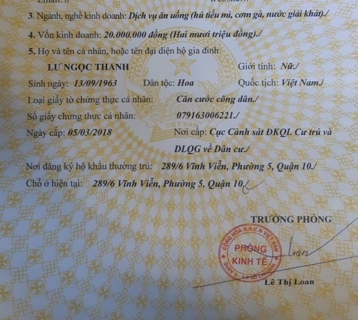 Điều kiện xin giấy phép kinh doanh quán ăn