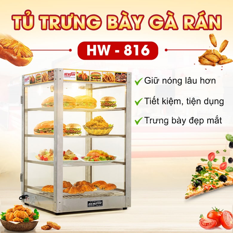 Tủ giữ nóng gà rán HW-816 Tủ giữ nóng gà rán HW-816