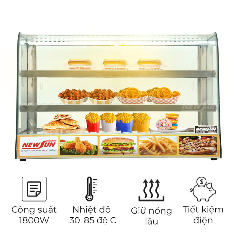 Tủ giữ nóng gà rán HW-803 (kính cong)