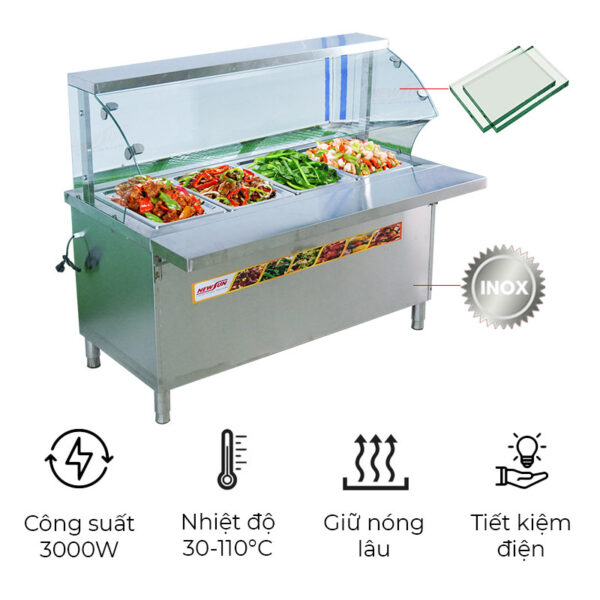 Bàn hâm nóng thức ăn kính cong KC-2100