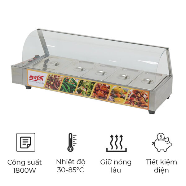 Bàn hâm nóng thức ăn có kính HBM-150