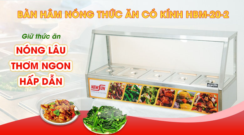 Tủ hâm nóng thức ăn có kính hbm-20-2 NEWSUN Tủ hâm nóng thức ăn có kính hbm-20-2 NEWSUN