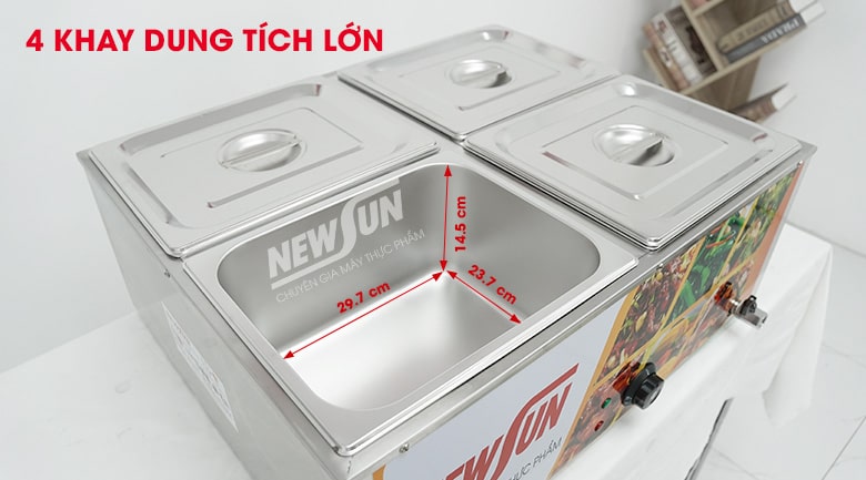 Đựng 4 món ăn riêng biệt với 4 khay rộng rãi