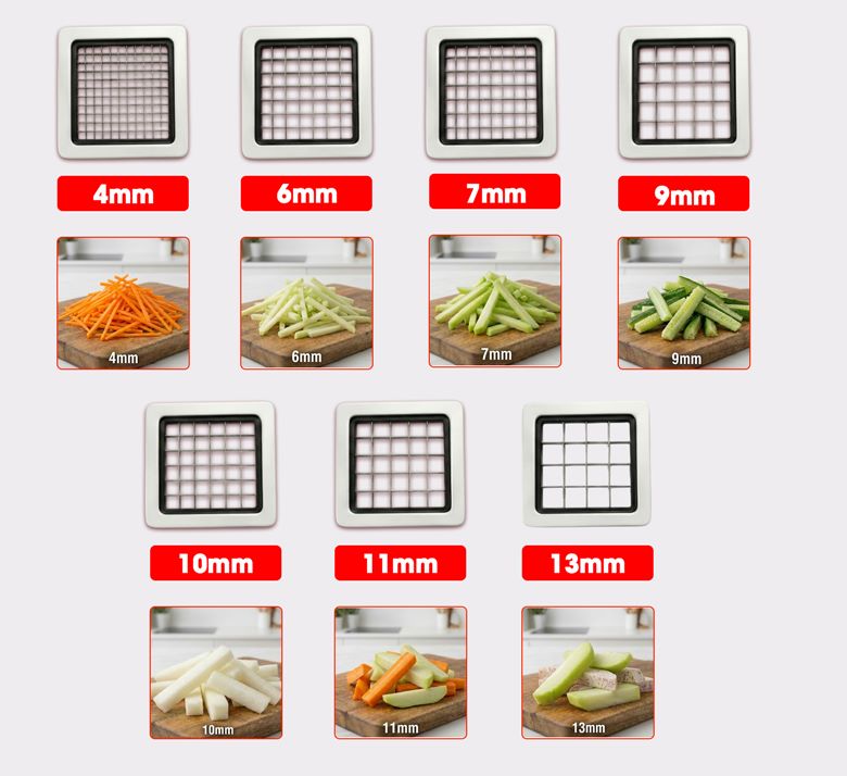 Có 7 kích cỡ lưỡi dao cho  khách hàng lựa chọn