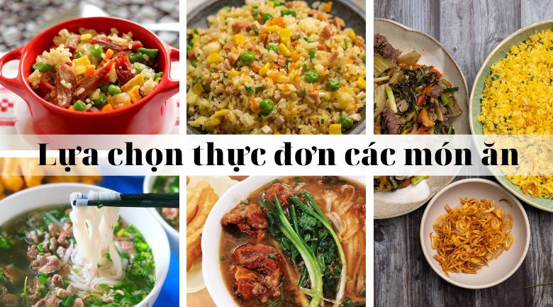 Lựa chọn thực đơn các món ăn của quán Lựa chọn thực đơn các món ăn của quán