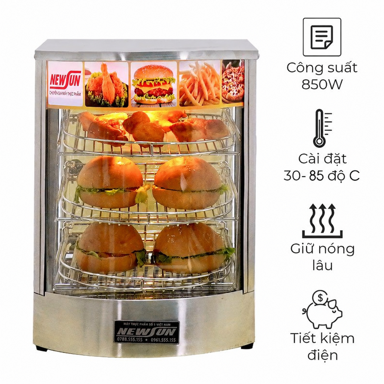 Tủ giữ nóng gà rán 1p