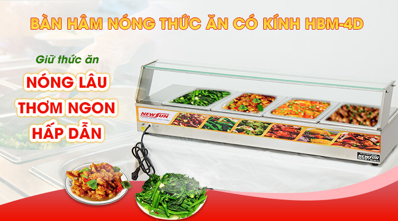 Tủ hâm nóng thức ăn có kính HBM-4D NEWSUN Tủ hâm nóng thức ăn có kính HBM-4D NEWSUN