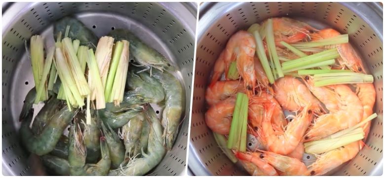 Bước 3: Hấp tôm   Bước 3: Hấp tôm