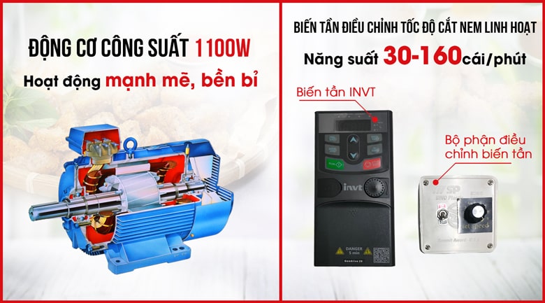 Công suất của máy cắt nem chua rán NEWSUN 