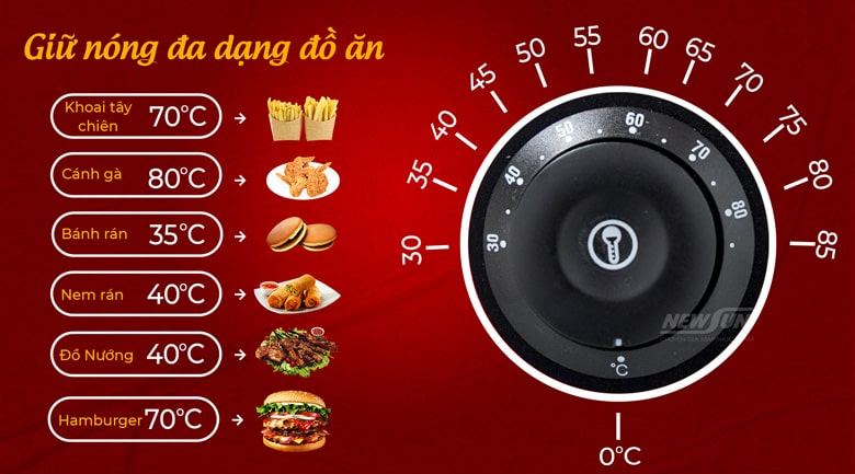 Dải nhiệt độ dài, giữ nóng đa dạng thực phẩm