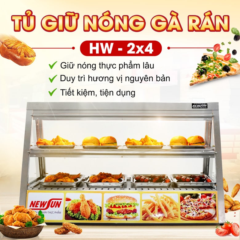 Tủ giữ nóng thực phẩm HW-2x4 Tủ giữ nóng thực phẩm HW-2x4