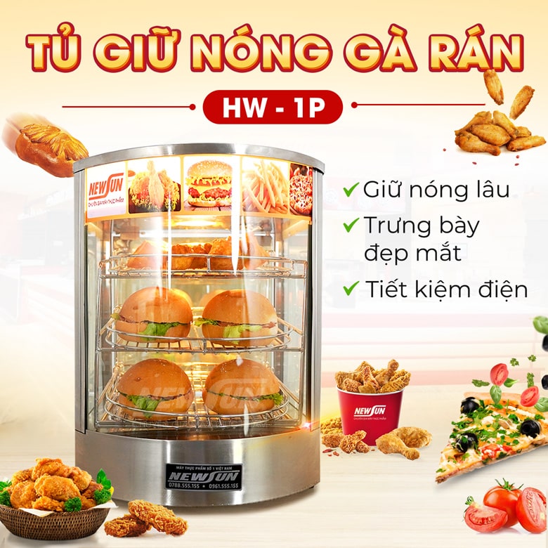 Tủ trưng bày gà rán 1P (kính cong) Tủ trưng bày gà rán 1P (kính cong)