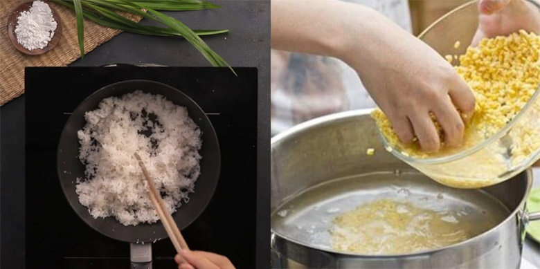 Xào dừa và nấu đậu xanh