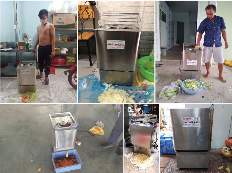 Hình ảnh thực tế khách hàng sử dụng máy thái rau củ quả QSP