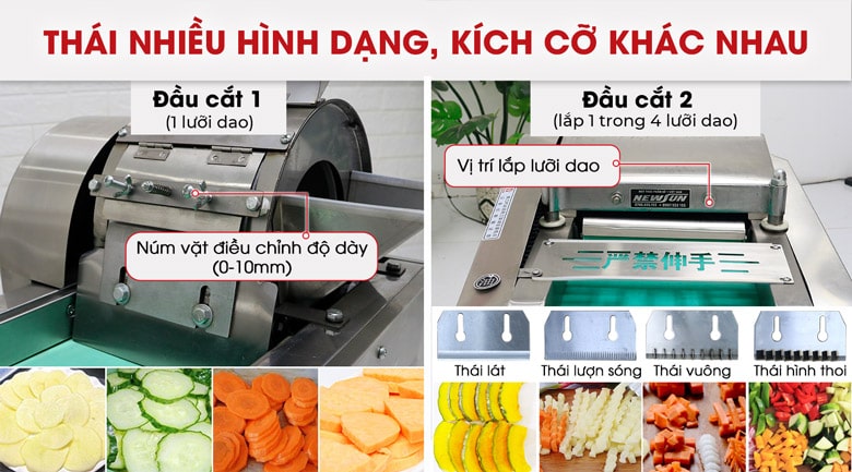 Máy thái rau củ đa dạng, nhiều kích thước