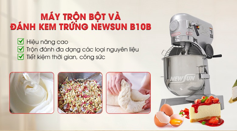 Máy trộn bột và đánh kem trứng NEWSUN B10B (10 lít) Máy trộn bột và đánh kem trứng NEWSUN B10B (10 lít)