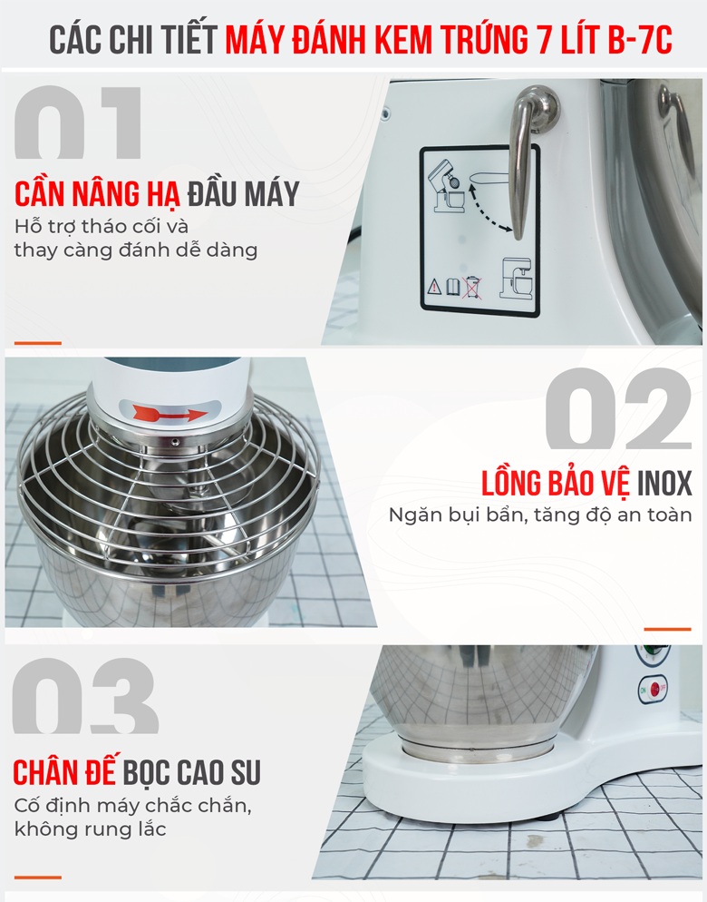Các chi tiết máy đánh kem trứng NEWSUN B-7C (7 lít)