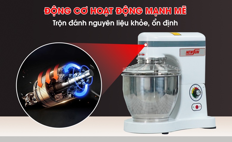 Động cơ mạnh mẽ, đánh trộn nguyên liệu khỏe và ổn định