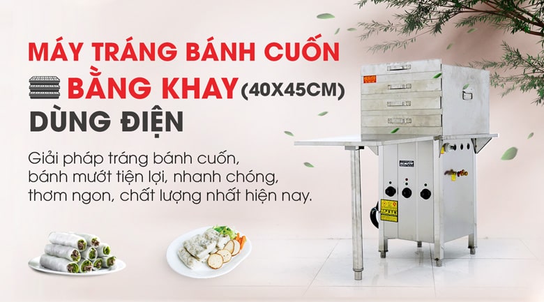 Máy tráng bánh cuốn bằng khay dùng điện (40×45)cm