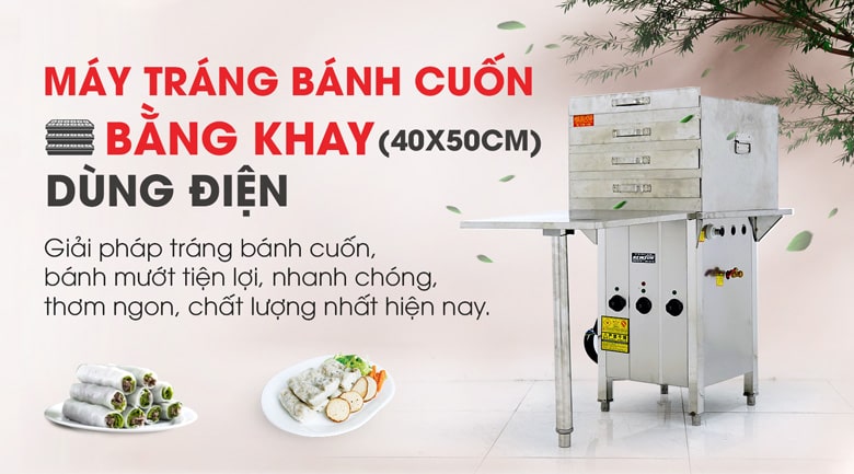 Máy tráng bánh cuốn bằng khay dùng điện (40×50)cm Máy tráng bánh cuốn bằng khay dùng điện (40×50)cm