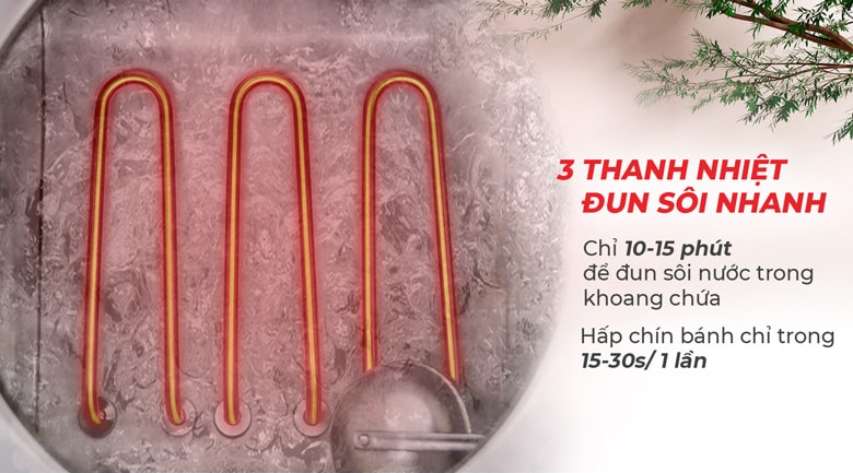 Công suất 9 kW giúp nước sôi nhanh chóng Công suất 9 kW giúp nước sôi nhanh chóng