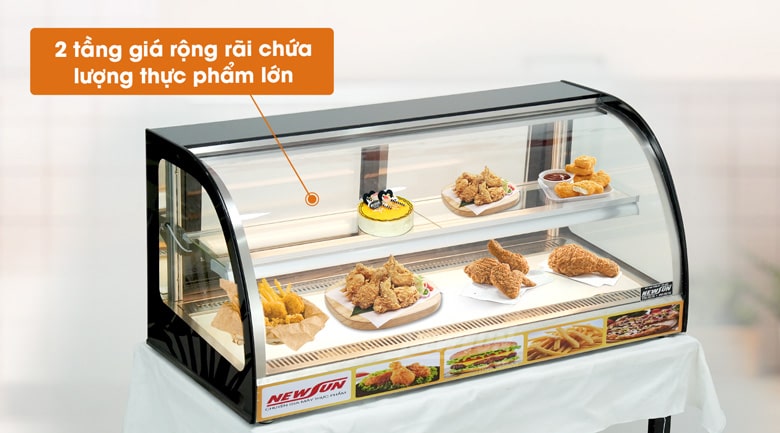 2 tầng khay rộng rãi, trữ lượng đồ ăn lớn